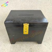 ราคา TB กระปุกออมสินไม้ทรง ทรงกล่องโบราณ ขนาด 20 15 18 5 ซม กล่องใส่เครื่องประดับ สีดำ (19767449116)