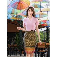 ราคา เดรสชุดไทย Lamai ชุดไทยประยุกต์ เดรสคอวี ผ้าลูกไม้ ผ้าไทยขลิบทอง ชุดทำงาน เดรสลูกไม้ ชุดไทยสวย (7163248145)