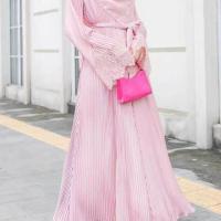 ราคา ชุดเดรสอาบายะห์เดือนอ Eid Mubarakชุดเดรสคาฟตันลูกไม้มุสลิมผู้หญิงอัดพลีทดูไบอิสลามชุดเดรสคาฟตัน Djellaba Femme (18385035824)