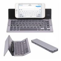 ราคา Portable Mini Wireless Bluetooth Folding Keyboard Aluminum Alloy Foldable Rechargeable Travel Office Home Keypad ของขวัญ gift (2737050380)