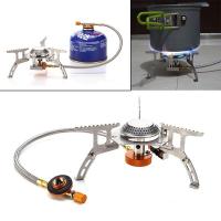 ราคา Portable Windproof Camping Gas Stove Outdoor Cooking Stove Foldable Split Burner With Gas Conversion Head Adapter (10269945472)