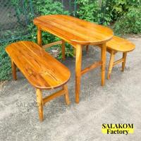 ราคา โต๊ะกินข้าวไม้สักทรงวงรีพร้อมเก้าอี้ 2 ตัวทำจากไม้สักทั้งชุด ขนาด 100 50 สูง 70 ซม ทำสีเคลือบใส (21028558392)