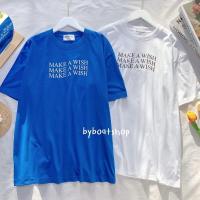 ราคา ใส่โค้ด NUGHZA ลด 20 พร้อมส่ง เสื้อยืด oversize ลาย Make a wish ผ้าคอตตอน (17843783379)