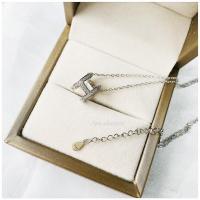 ราคา iam silver925สร้อยคอเงินแท้ชุบทองคำขาว จี้Hฝังเพชรcz freesizeปรับระดับ16 18 (17698221582)