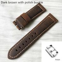 ราคา 24มม อิตาลี Mate Nubuck สายหนังแท้สายนาฬิกาข้อมือสำหรับ PAM Luminor Radiostainless Steel หัวเข็มขัดสายรัดข้อมือสร้อยข้อมือเครื่องมือ (10369197478)