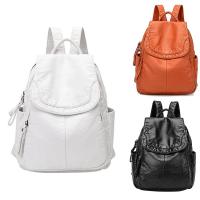 ราคา Womens Soft Leather Casual School Bag Washed Leather Backpack Girl Travel Small School Bag (20303906058)