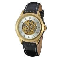 ราคา New FORSINING Men Watches Top Luxury Roman Numerals Gold Case Leather Strap Automatic Mechanical Skeleton Dress Wrist Watch (19758469619)