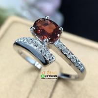 ราคา แหวนไขว้ แหวนโกเมน แหวนเงินแท้ ชุบทองคำขาว พลอยโกเมนแท้ YTG 8525 (17405531790)