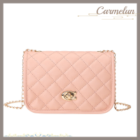 ราคา Carmelun เสื้อหนังผู้หญิงแฟชั่นกระเป๋าสะพายไหล่สีทึบกระเป๋าสะพายข้างสายโซ่ปักลายลิงลำลอง (19982052133)