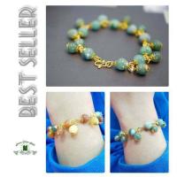ราคา สร้อยข้อมือหยก B304 สร้อยมือ หยกแท้ สร้อยข้อมือทองไมครอน พร้อมส่ง 2 สี สีเขียวสีหลากสีสีน้ำผึ้ง (19384063540)