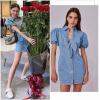 ราคา BW Warisara เดรสยีนส์ผูกโบว์ ทรงสวยแขนตุ๊กตา (16547601873)