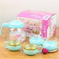 ราคา Teapot Five piece Glass Flower Teapot Large capacity Household Kung Fu Filter Tea Set (19227145844)