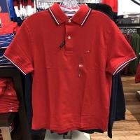 ราคา Tommy Hilfiger เสื้อยืดชายเสื้อโปโลสีทึบปกแขนสั้นเสื้อยืดผ้าฝ้ายด้านล่าง (20347364403)