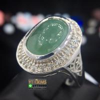 ราคา แหวนหยก แหวนเงินแท้ ชุบทองคำขาว หยกแท้ YTG 9090 (17493272590)