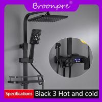 ราคา ชุดฝักบัวอาบน้ำ BROONPRE สีขาวทองระบบฝักบัวอาบน้ำ Thermostatic ของ10นิ้วปริมาณน้ำฝนหัวฝักบัวก๊อกอ่างอาบน้ำทองเหลืองอาบน้ำร้อนเย็น (7950971002)
