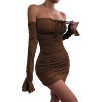 ราคา ชุดรัดรูปส่วนบนดันมีระบายเซ็กซี่สำหรับผู้หญิงชุดเดกระโปรงยาวเกาะอกรัดรูปแขนแบบจับจีบชุดมินิเดรส (19884235770)