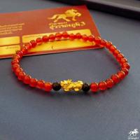 ราคา ข้อมือปี่เซียะทองคำแท้ หินคาร์เนเลี่ยน น้ำหนักทอง 0 1 กรัม ทองคำแท้ 99 99 24K ยาว 15 17 cm (7695344137)