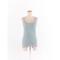 ราคา uniqlo เสื้อกล้ามแต่งผ้าลูกไม้ สีเขียวมิ้นท์สลับขาว ป้ายแบรนด์ระบุไซส์ L Preloved (20613882954)