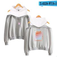 ราคา BTS ใหม่แฟชั่นพิมพ์ปิดไหล่ Hoodies ผู้หญิงแขนยาว Hooded เดรสเปิดไหล่ข้างเดียว (8324584130)