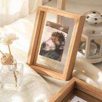 ราคา กรอบรูปกระจก ขอบไม้ ตั้งโต๊ะ ใส่รูป การ์ด โพลารอยด์ A5 A6 A4 (13386085707)
