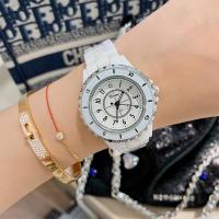 ราคา Dinimi เข็มขัดเซรามิคแฟชั่นแผ่นดิสก์ควอตซ์นาฬิกาผู้หญิงหน้าปัดดิจิตอลแบบลำลองสามขานาฬิกาผู้หญิงสายเหล็ก77044 (20617774503)