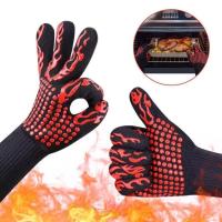 ราคา Anti Slip Fireproof เตาอบไมโครเวฟถุงมือทนความร้อนสูง 300 500 องศาเซลเซียสสารหน่วงไฟบาร์บีคิวถุงมือทนไฟ (20404085089)