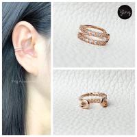ราคา มาใหม่ Ear Cuff สี Pink Gold งานเพชร 2 แถว สวยเก๋ เกี่ยวหู หนีบหู 1 ชิ้น (20044378362)