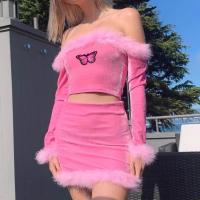 ราคา รูท เดรส แขนยาว ผ่าหน้า แฟชั่นเกาหลี สวยเก๋ ผ้านิ่ม ใส่สบาย รหัส pink plush dresses (4807048979)