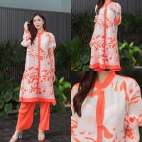 ราคา ชุดเซตอัดพลีท พิมพ์ลาย สวยคลาสสิค ตัวเสื้ออัดพลีท แพทเทิร์นคอจีน แขนยาว ตัวยาว ใส่เป็นมินิเดรสได้เกร๋ๆ กางเกงอัดพลีทลอนเล็ก ทรงขายาว ขาบาน รุ่นนี้ไม่รั้งเป้า แน่นอนค่ะ เอวยืดสม็อคทั้งตัว ยืดได้เยอะ ใช