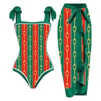 ราคา 2pcs set Bikini 2023 New Bodysuit Swimwear Women With Skirt Bathing Suit Summer New Ruffle Splice Print Beachwear Holiday Bikini Cover Ups Outfits (19376425333)