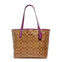 ราคา กระเป๋าสะพาย COACH แท้ Signature coated canvas สายหนังแท้ รุ่นใหม่ สวยมาก ใบใหญ่ มีช่องซิปด้านใน COACH 5696 CITY TOTE IN SIGNATURE CANVAS (11729642480)