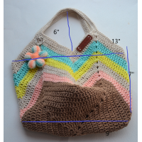 ราคา กระเป๋าถักโครเชต์ ทรงถุงแกงยอดฮิต Granny Square Bag แบบคล้องแขน ถักจากเชือกฟอก สำหรับใส่กระเป๋าสตางค์ โทรศัพท์มือถือ กุญแจรถฯ ขนาดประมาณ 12 x 8 (20985577266)