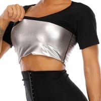 ราคา Sauna Shirt for Women Short Sleeve Sweat Suit for Weight Loss Compression Waist Trainer Workout Slimming Body Shaper (20041273981)