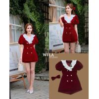 ราคา WILA Brand WL014 ชุดเซต 3 ชิ้น เสื้องานผ้ากำมะหยี่สีแดงไวน์ แมทช์กับ กางเกงขาสั้นสีแดงไวน์ และ โบว์ (20624113577)