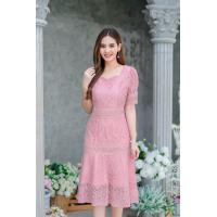 ราคา เดรสออกงาน เดรสทำงาน เดรสลูกไม้เกาหลี เกรดนุ่ม สวมสบายมากค่ะ S 3XL สวยหวานน่ารัก สีชมพู ม่วง ขาว ดำ แดง (16486996212)