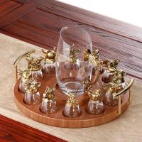 ราคา Wine Set Crystal Glass Cup 12 Zodiac White Wine Glass Decanter Set Club Party Wine Glass Chinese Retro Wine Glasses Set (13430231686)