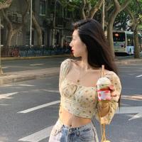 ราคา เสื้อยืดแขนยาวผู้หญิง เสื้อยืดปาดไหล่ลายดอกไม้ เสื้อยืดชีฟองผู้หญิงฝรั่งเศสในราคาขายส่งสินค้ามือหนึ่ง (15002579792)