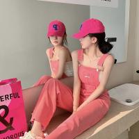 ราคา cod พร้อมส่งเอี้ยมหมีสีพื้น จั้มสูท สีชมพูจั้มสูทขายาวแขนกุด เอี๊ยมเอวสูงหลวมสาย กางเกงผู้หญิงขาจั๊ม vbrtbesd (21176824682)