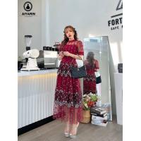 ราคา พร้อมส่ง JISOO S 4XL X32 Dress dress เดรส เดรสยาว เดรสสีชมพู เดรสสีแดง เดรสสาวอวบ ใส่ไปทะเล ใส่ไปคาเฟ่ ใส่ไปงานแต่ง เดรสผ้าลูกไม้ปักฉลุ ชุดสาวอวบ เดรสชายระบายเป็นชั้นๆ Aiyarin (18994020338)