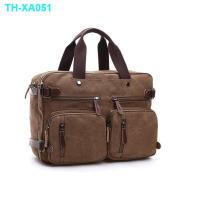 ราคา กระเป๋าผ้าแคนวาสแบบสบาย ๆ กระเป๋าเอกสารธุรกิจแบบพกพา Messenger ไหล่กระเป๋าสามใบขนาดใหญ่สามารถถือกระเป๋าคอมพิวเตอร์ขนาด 17 นิ้วได้ (19452513857)