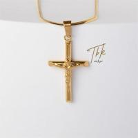 ราคา TBK 18K Gold Cross Pendant Necklace For Uni Accessories Hypoallergenic 13N (16555454695)