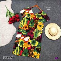 ราคา 11593 เดรสสั้น คอวี ลายดอก ทรงปล่อยใส่สบาย เสื้อผ้าแฟชั่น ซัมเมอร์ สงกรานต์ ชุดเที่ยว ชุดไปทะเล (16980297841)