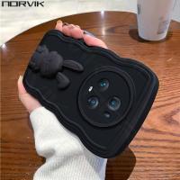ราคา NORVIK เคสโทรศัพท์ปิดขอบคลื่นสีดำหรูหราพร้อมก้านผูกกระต่ายโชคดีขาตั้งขาตั้งสำหรับ Huawei Nova 11 11i 10 9 8i Y90 Honor Magic 5 X8 X6 50 Lite SE Pro 4G 5G N7 1ฝาครอบปลอกอ่อน (18736363341)