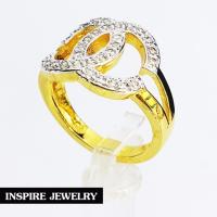 ราคา INSPIRE JEWELRY แหวนเพชรสวิส ฝังล็อค งานจิวเวลลี่ ตัวเรือนขึ้นด้วยทองเหลืองนอก ชุบทองแท้ 100 24K (8369078138)