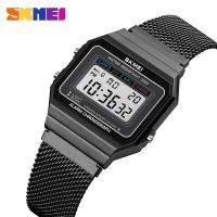 ราคา SKMEI นาฬิกาดิจิทัลของผู้ชายใส่สบายนาฬิกาข้อมือสแตนเลสกันน้ำแฟชั่นสำหรับผู้หญิงผู้ชาย1639 (14239881635)