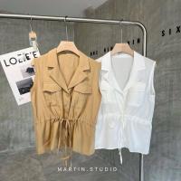 ราคา เสื้อเชิ๊ตแขนกุดดีเทลผูกเอว (19581755230)