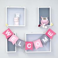ราคา ป้ายธงผ้า Welcome โทนชมพู Handmade ประดับด้วยลูกปัดไม้ เชือกยืดได้ แข็งแรง ต้อนรับเด็กแรกเกิด Baby Shower พร้อมส่ง (12729909971)