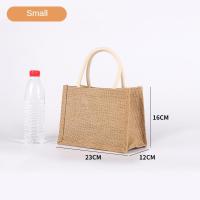 ราคา Top Handle Shopping Tote Portable Eco friendly Bag Vintage Linen Tote Bag Summer Beach Handbag Womens Shopper Purse (20334036061)