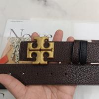 ราคา Tory Burch TB เข็มขัดหนังแท้สำหรับผู้ชายเข็มขัดเครื่องประดับแฟชั่นลายลิ้นจี่สองด้านสำหรับชายหนุ่ม3 8ซม (20637987867)