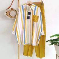 ราคา Lanrui ชุดวอร์มลำลองของผู้หญิง 2 ชิ้นชุดเสื้อแขนยาวลายและชุดกางเกงขาสั้นมินิเอวสูงหลวม (17941098776)